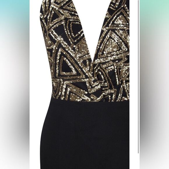 Spaghetti Deep V Neck Cross Back Split Evening Dress - XXL - Picture 2 of 4